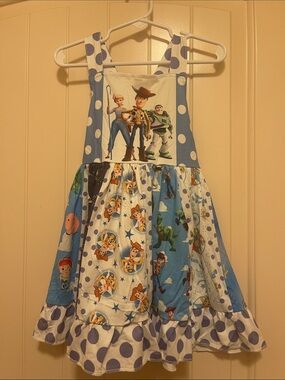 Disney Pixar Toy Story Blue Polka Dot Girls' Casual Dress 3t
